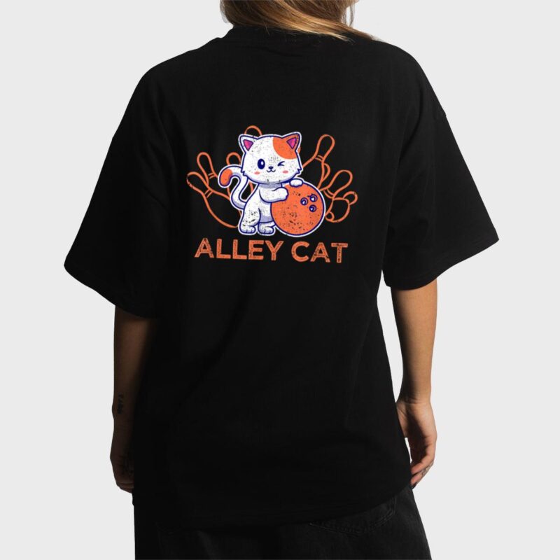 Alley Cat Bowling Team Humor Funny Bowler Cats Vintage Women T-Shirt