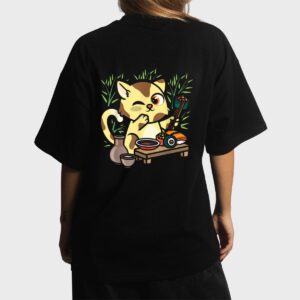 Animal Sushi Cat Lover Japanese Kawaii Cat Eating Food Art Women T-Shirt
