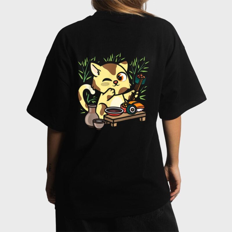 Animal Sushi Cat Lover Japanese Kawaii Cat Eating Food Art Women T-Shirt