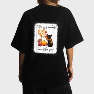 Black Cat Fall Itu2018s The Most Wonderful Time Of The Year Women T-Shirt