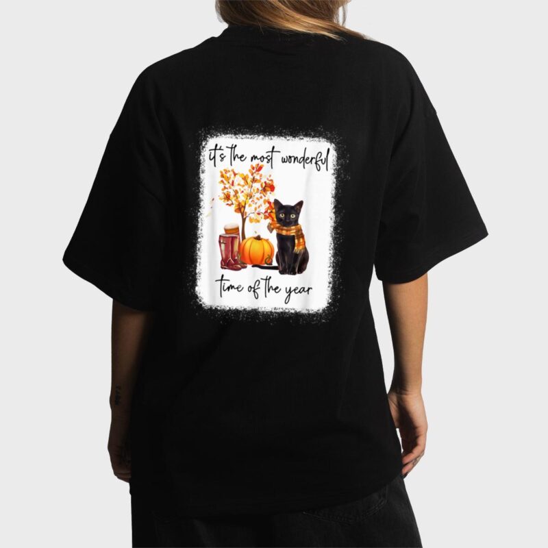 Black Cat Fall Itu2018s The Most Wonderful Time Of The Year Women T-Shirt