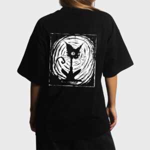 Black Cat Lazy Halloween Costume Scary Creepy Women T-Shirt