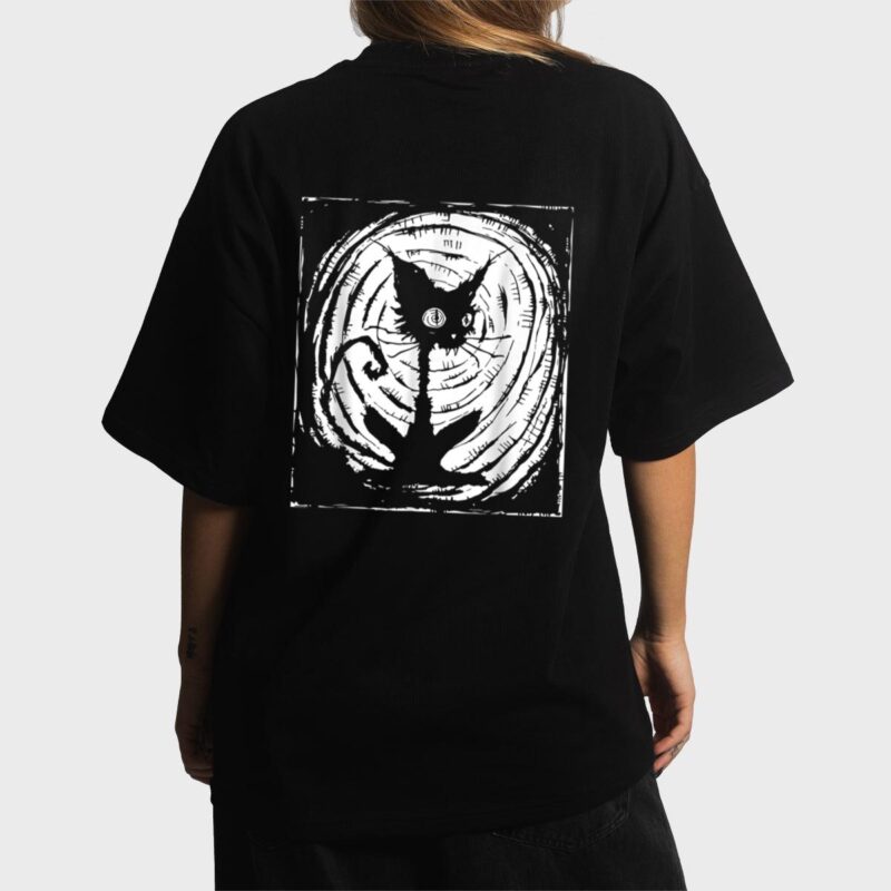 Black Cat Lazy Halloween Costume Scary Creepy Women T-Shirt