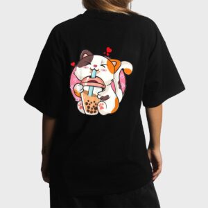 Cat Boba Bubble Tea Kawaii Anime Japanese Women T-Shirt