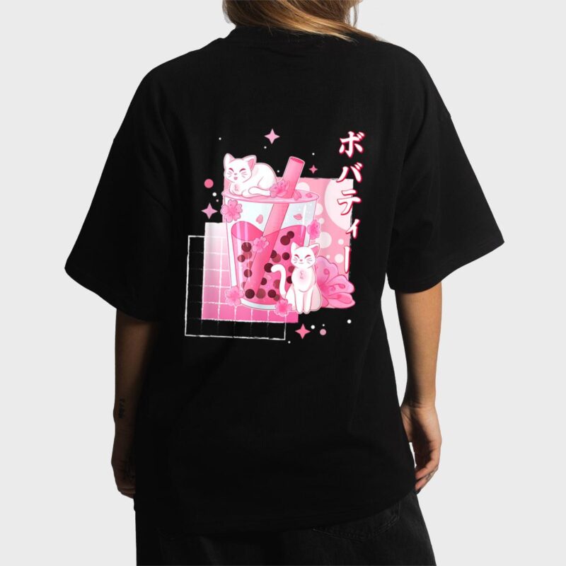 Cat Boba Tea Bubble Tea Anime Cats Lover Kawaii Gifts Women T-Shirt