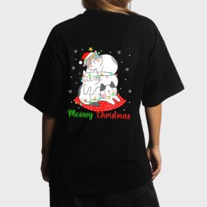Cat Xmas Ree Lights Santa Cat Christmas Women T-Shirt