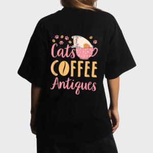 Cats Coffee Antiques Cat Lover Antiquing Women T-Shirt