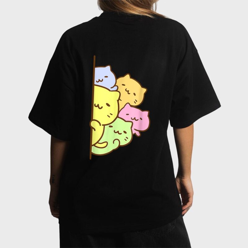 Cats Meowtain Cute Kitty Pile Anime Kawaii Gay Pride Women T-Shirt
