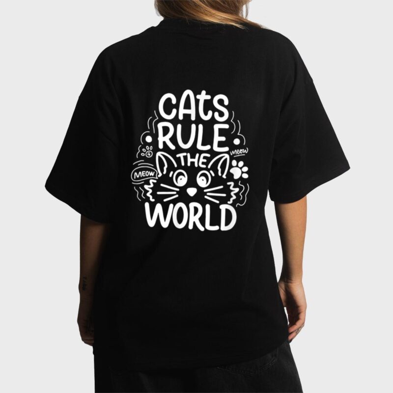 Cats Rule He World Funny Cat Lovers Women T-Shirt