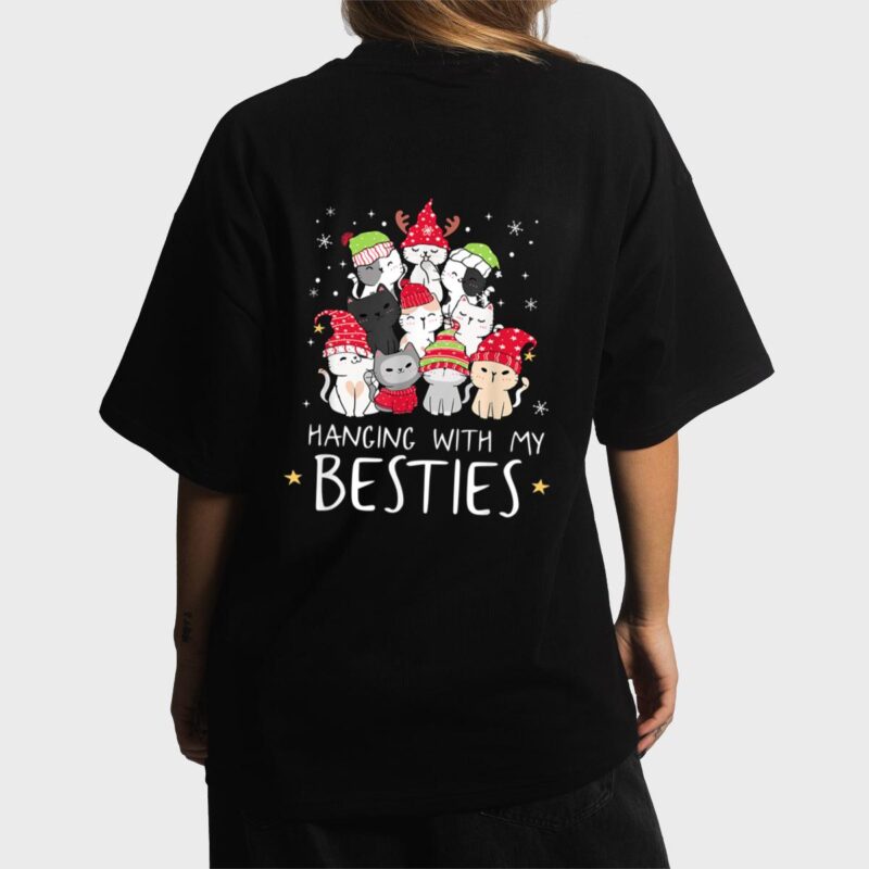 Christmas Cat Lover Christmas Tree Kawaii Cat Bestie Women T-Shirt