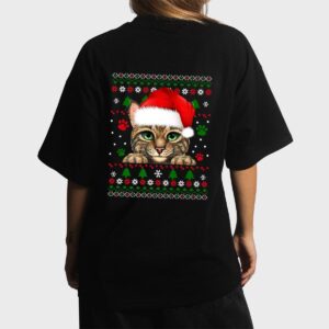 Christmas Cat Santa Hat Merry Catmas Ugly Christmas Sweater Premium Women T-Shirt