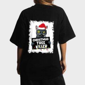 Christmas Tree Killer Naughty Black Cat Christmas Women T-Shirt
