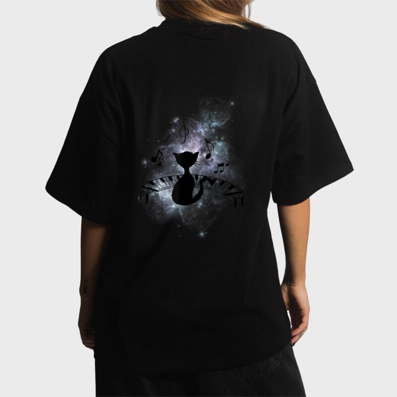 Cool Music and Cats - Cat Playing Piano - Music Note Lover Women T-Shirt