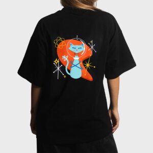 Cute Atomic Space Cat in Vintage Retro Vibes Women T-Shirt