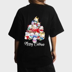 Cute Cat Christmas Tree Merry Catmas For Kitten Xmas Lover Women T-Shirt