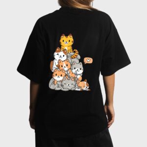 Cute Kawaii Cat Kitty Meowtain Cats Pile Chibi Women Girls Women T-Shirt