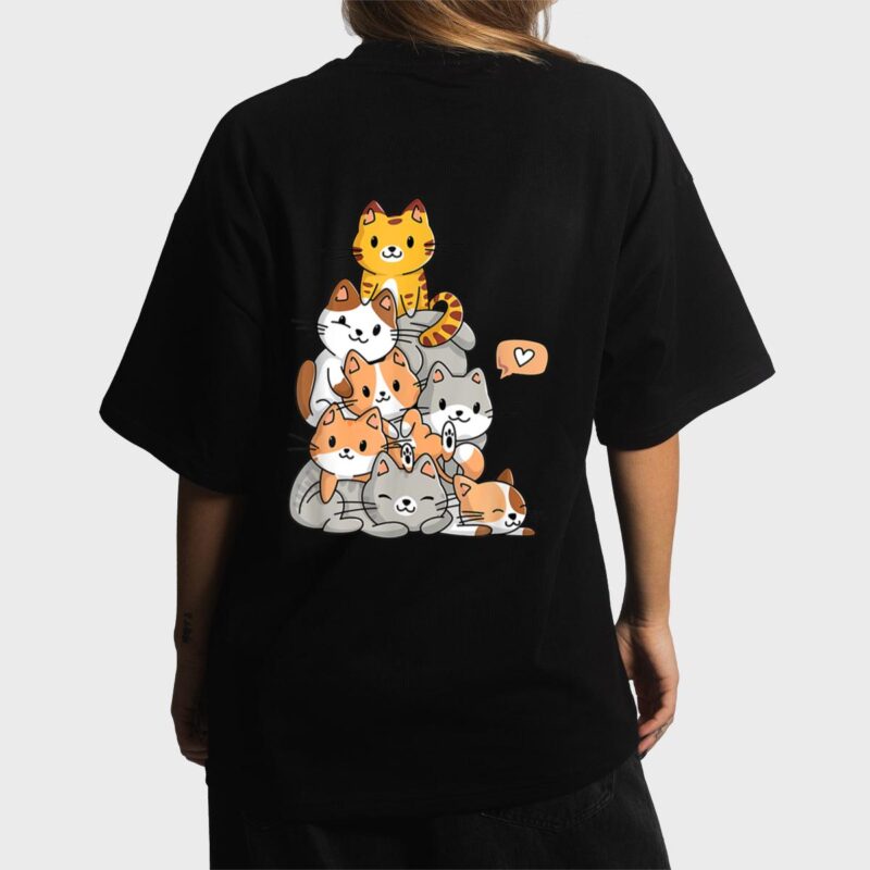 Cute Kawaii Cat Kitty Meowtain Cats Pile Chibi Women Girls Women T-Shirt