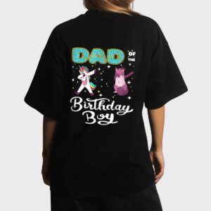 Dad Of He Birthday Boy Donut Dabbing Unicorn Kitten Cat Women T-Shirt