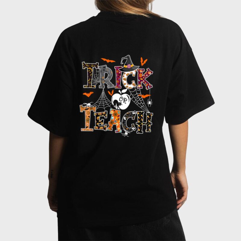 Fall Holiday Themed Thanksgiving Halloween Teacher Trick Or Women T-Shirt