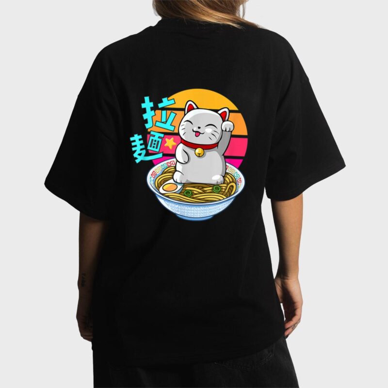 Fortune Cat Ramen Kawaii Maneki Neko Women T-Shirt