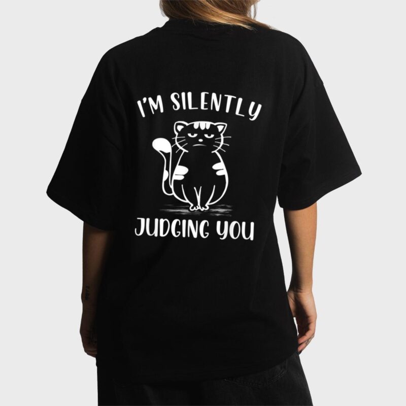 Funny Black Cat I'm Silently Judging You Retro Women T-Shirt