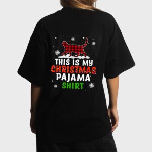 Funny Cat Christmas Lights Buffalo Red Plaid Xmas Gift Girls Women T-Shirt