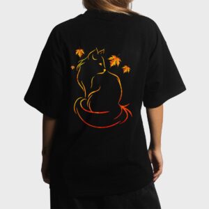 Funny Cat Leaf Fall Hello Autumn For Cute Kitten Lover Women T-Shirt