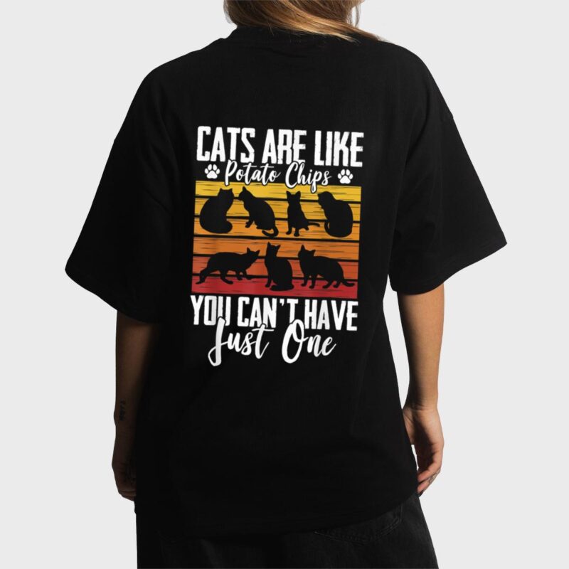 Funny Cat Owners Cat Lovers Cats Are Like Potato Chips Women T-Shirt