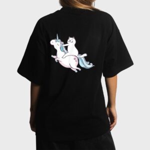 Funny Cat Riding Unicorn T-Shirt Hipster Always Be You Kitty Women T-Shirt