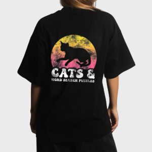 Funny Cats Word Search Puzzles Vintage Retro Hobby Women T-Shirt