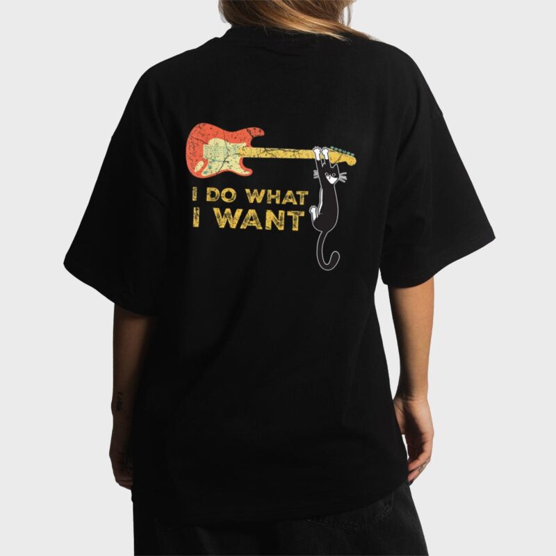 Funny Guitar Lover gifts, Retro I do what I want with my cat Women T-Shirt