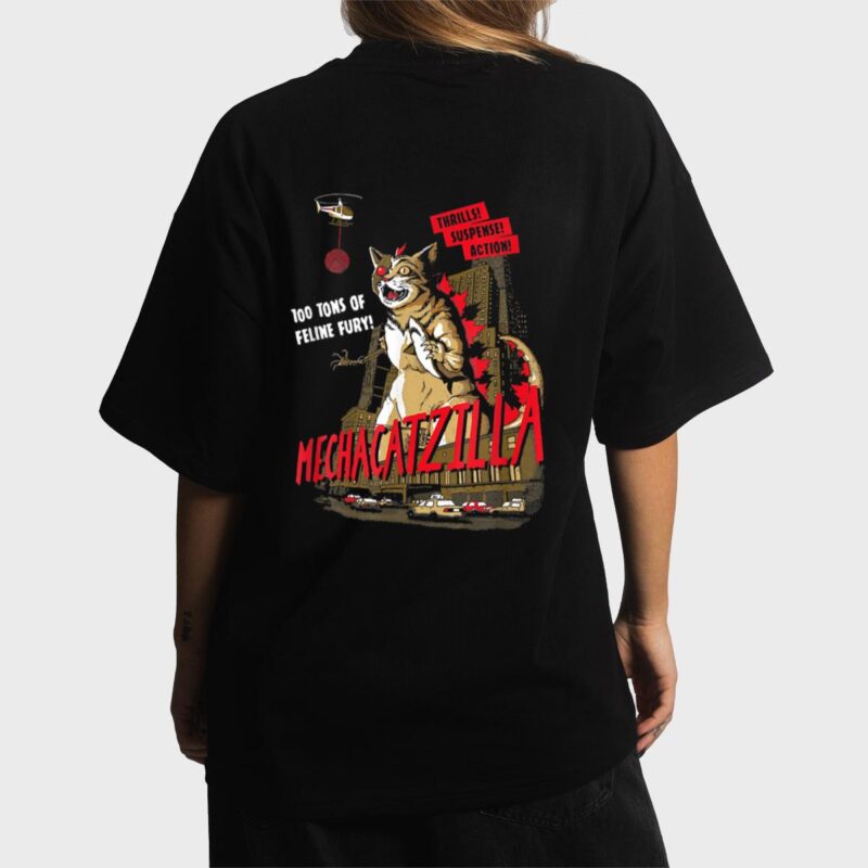 Funny Mecha Catzilla Cat Costume Halloween Women T-Shirt