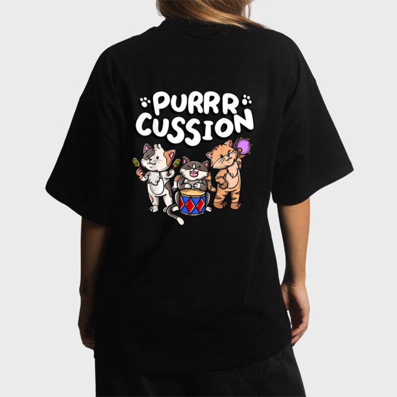 Funny Purrr Cussion Kitty Cat Percussion Player Music Women T-Shirt