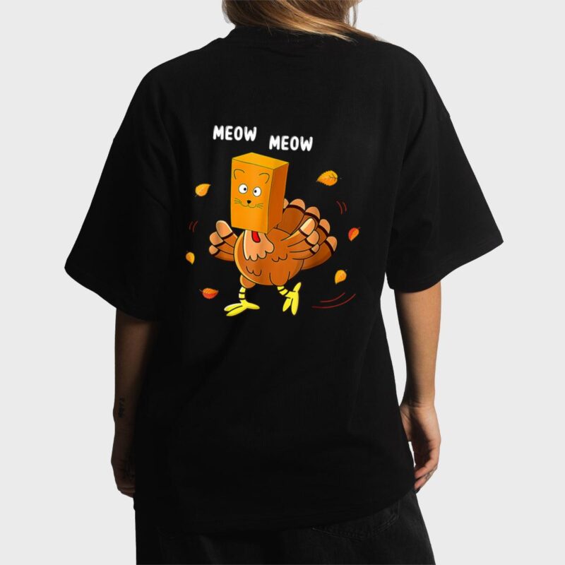 Funny Thanksgiving Turkey Fake Cat Meow Kitty Cats Lover Women T-Shirt