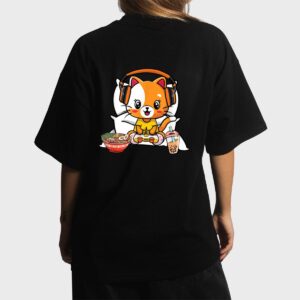 Gamer Cat Boba and Ramen Kawaii Anime Neko Women T-Shirt