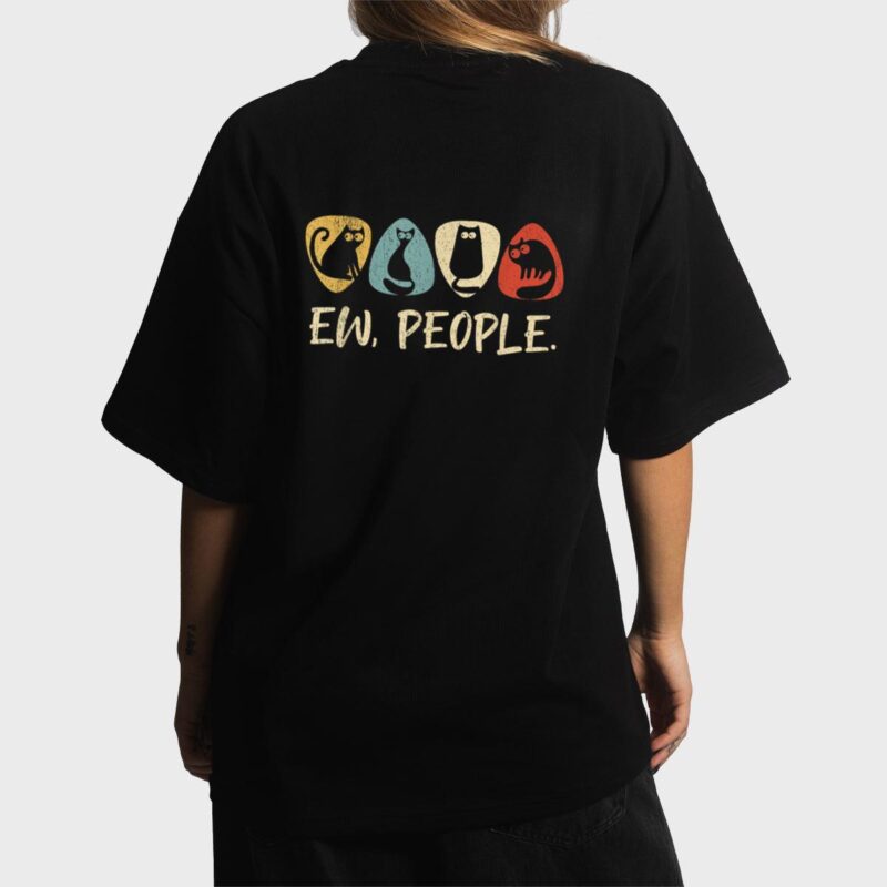Guitar And Black Cat Lover,Ew People Meowy Funny Cat Women T-Shirt