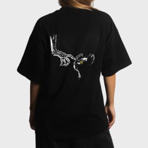 Halloween Cute Skeleton Hand Black Cat Boop Nose Cat Lover Women T-Shirt
