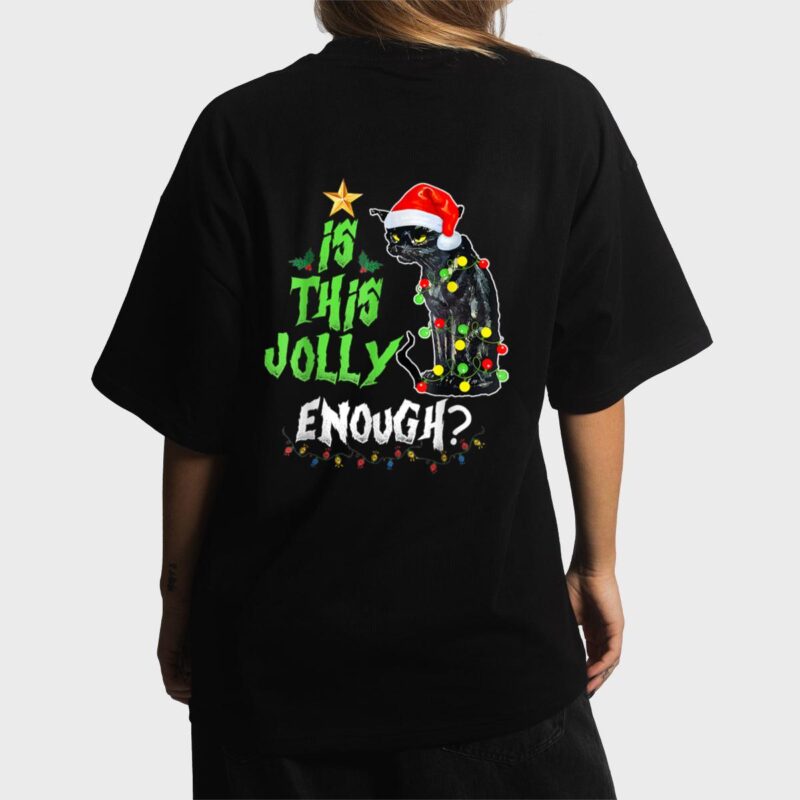 Halloween Is This Jolly Enough Noel Cat Merry Christmas Women T-Shirt