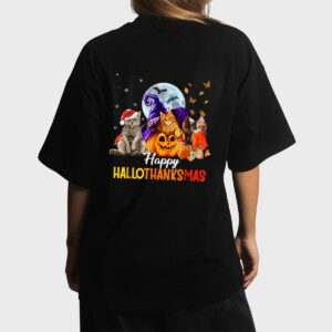 Happy-Thanksgiving Cat Happy-Hallothanksmas Cute-Cats Women T-Shirt