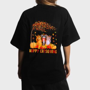 Happy Catsgiving Cute Thanksgiving Cat Lovers Cat Women T-Shirt