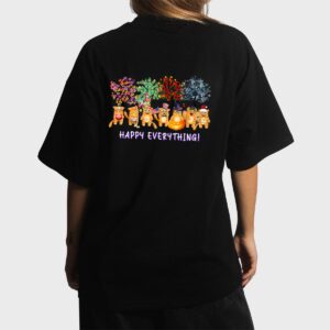 Happy Everything cat Seasons All Year Tree funny cat lover Women T-Shirt