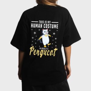 His Is My Human Costume I M Really A Pengucat Penguin Cat Women T-Shirt