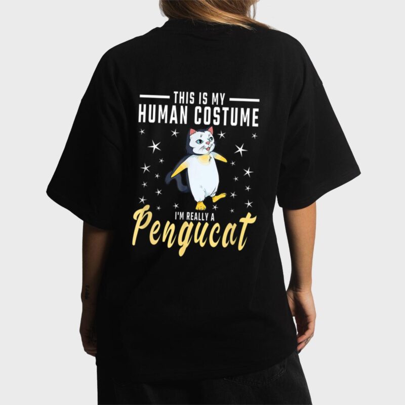His Is My Human Costume I M Really A Pengucat Penguin Cat Women T-Shirt