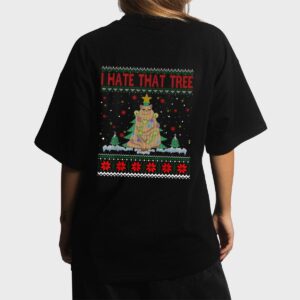 I Hate That Tree Funny Cats Christmas Tree Women T-Shirt