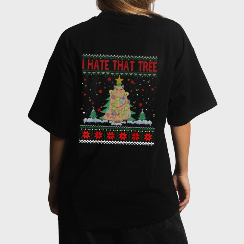 I Hate That Tree Funny Cats Christmas Tree Women T-Shirt