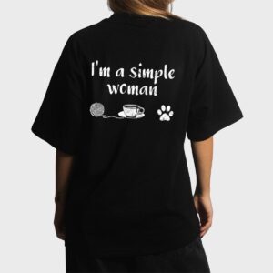 I M A Simple Woman Loves Knitting Coffee Dog Cat Paw Women T-Shirt
