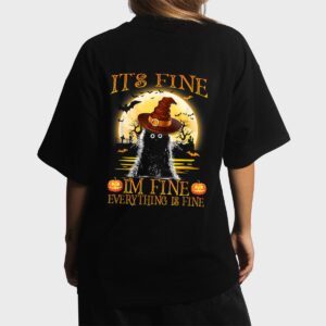 It 'Fine I'm Fine Everything Is Fine Halloween Cat Lover Women T-Shirt