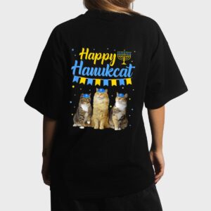 Jewish Hanukkah Cat Happy Hanukcat Christmas Sweater Cat Women T-Shirt