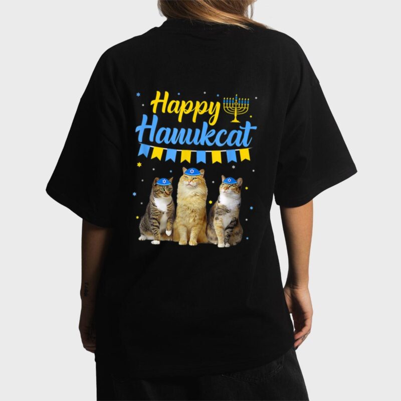 Jewish Hanukkah Cat Happy Hanukcat Christmas Sweater Cat Women T-Shirt