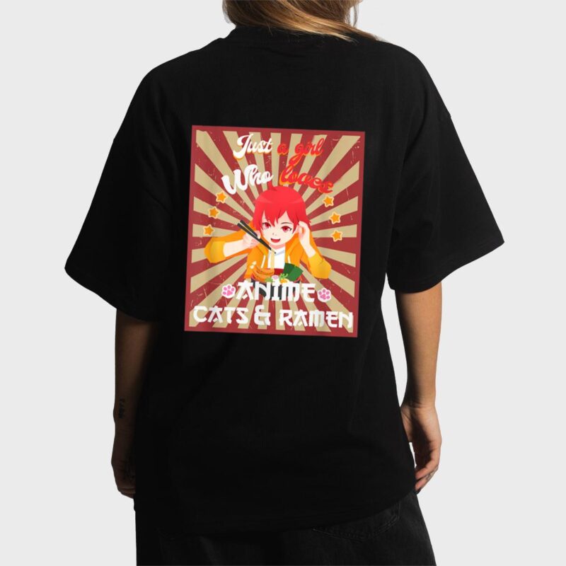 Just A Girl Who Loves Anime & Cats Kawaii Japanese Teen Girl Women T-Shirt